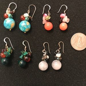 Handmade stone cluster earring lot